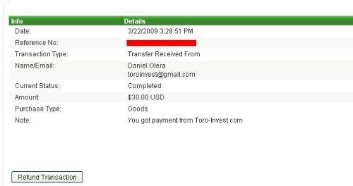 Toro  - Toro , recieved payment looooooool