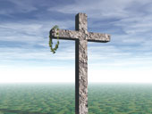 Cross - Cross with crown of thorns hanging from the cross beam