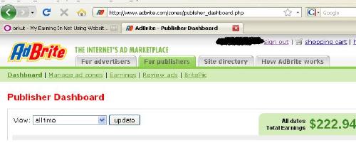 Overall adbrite eanring - This is what i have earned so far in adbdite.