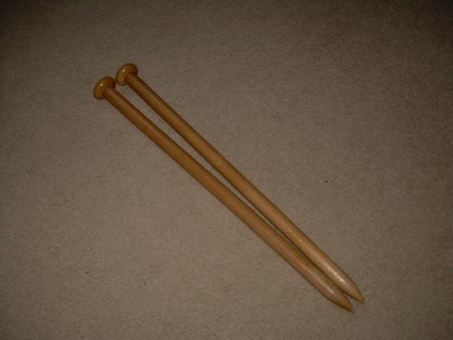knitting needles - A much treasured pair of knitting needles made by my great-grandfather, who died in the 1940s. They are 30cm long.