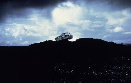 Boat caught on island - boat caught on island