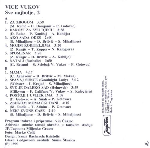 S Ljubavlju Back Cover - Another Vice Vukov album cover, of mine.