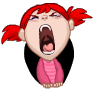 irritated girl - Funny picture of little girl with red hair screaming at the top of her lungs