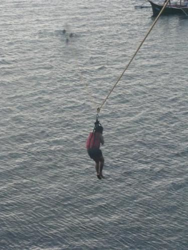 me taking the zipline at kaputian samal - we had this trip after our finals. 