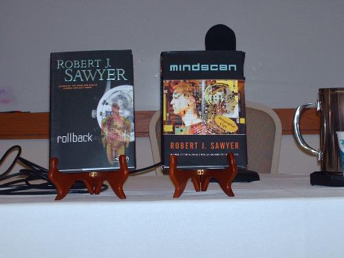 Two best selling sciif books - This two novels on display at a sci-fi con.