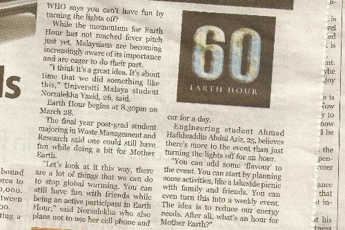 Earth Hour article - What you can do?