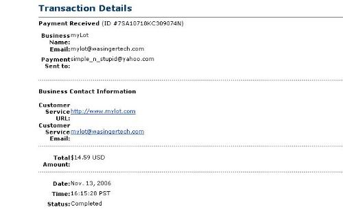 Mylot Payment - Mylot Paid me for the month of Oct.