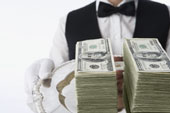 Money - Stacks of money on a platter