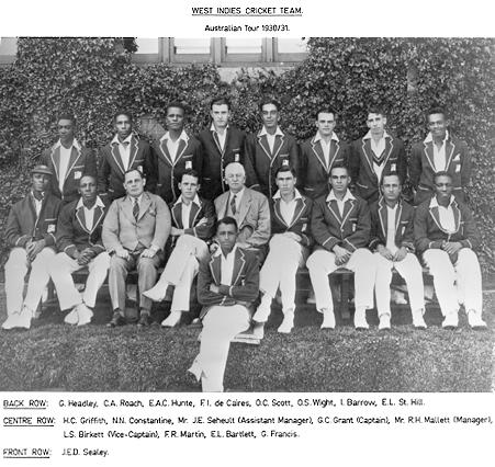 West Indies Cricket Team - The West Indies Cricket team which toured Australia in 1930/31