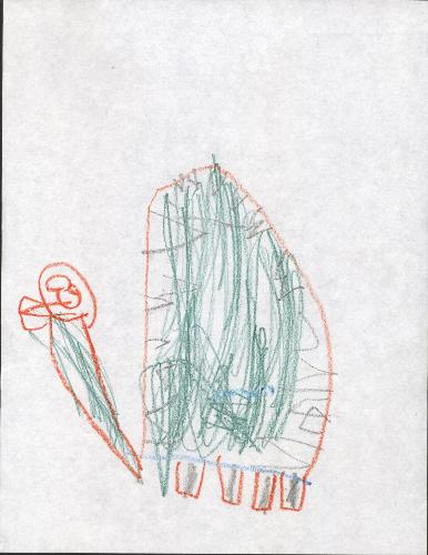 A picture of my son's art work - My five year old boy's drawing of a turtle.