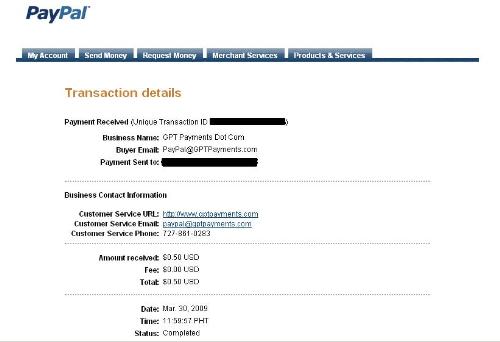 Payment from Gpt - the details of gpt payment.