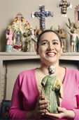 religious - Woman with religious statue