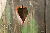 heart - Wooden door with spyhole formed as heart shape