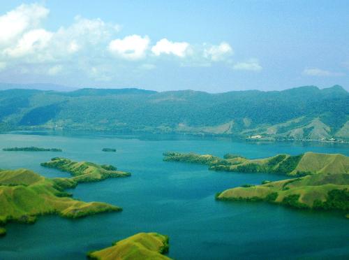 Lake Sentani, West Papua, Indonesia - View of Lake Sentani just before landing in Jayapura, the capital of West Papua.