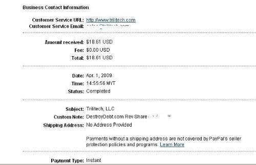 destroy debt payment proof - destroy debt pay me.