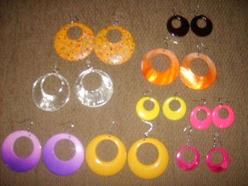 Wearing Earrings - This is a photo of fun colorful hoop earrings.