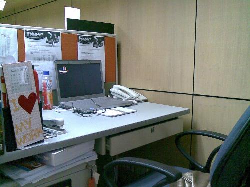 My workplace - This is where I work. This is where I do my daily reports. This where I do my powerpoint presentation for my clients. This is where I get my inspiration to be at my best.