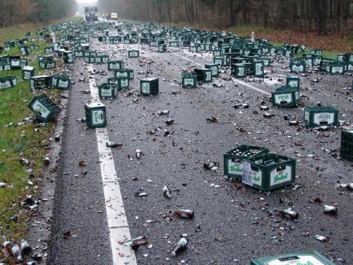 crates lying all over the road - crates lying all over the road blocking it