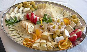 A Platter of Cheese - Platter of different types of cheese.