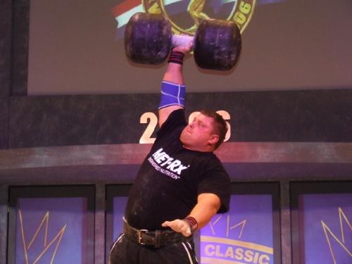 Savickas at Arnold Classic 2006 - "Circus Dumbbell" event at the Arnold Strongman Contest in 2006.