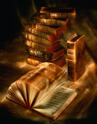 Some old books - This is a photo of some old books on a table. When was the last time someone read them? I used to read alot as a kid, but now I feel I don't even have time to read... it's sad, but what to do? Don't stop reading!