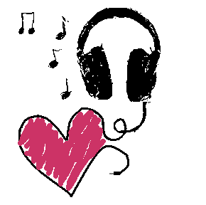headphones - this picture depicts the headphones whose wire is in the shape of a heart.. this shows the person's love for music..