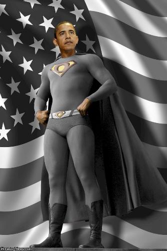 Barack Obama: The Next Superhero? - Barack Obama, seen posing here in a tight superhero jumpsuit with a classy grayish-black, has taken to a new career in protecting America. Growing tired and weary of Hillary Clinton's complaints as Secretary of State, he has taken flight to a new level of protection. This time, he will not be making change in the White House but change in the skies-let's just hope that he flies.   -Fresh Writing