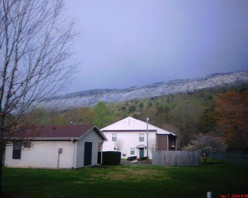 snow on the mountain - When we woke up this morning it had been snowing all night on the mountain top but we only got flurries in the valley.