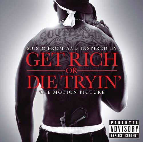 50 Cent - Southside! - 50 Cent captured in a stunning shot- back filled with tattoos, mouth mysteriously hidden with something. Hat to the side, accompanied by a white do-rag. Get Rich or Die Tryin'; one of his more famous albums.