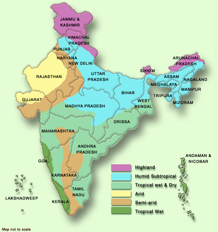 India map - a climate map of India