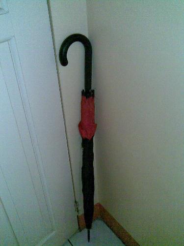 my umbrella  - This is my umbrella, it is in black and red color. My companion when raining.