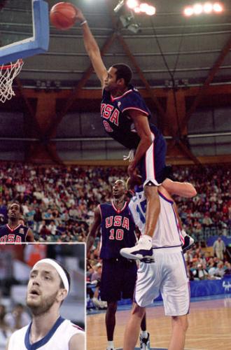 Crazy dunk - Do you remember that in 2000 Sydney Olympic Games, NBA player Vince Carter flied over a 2.15 meters high center, that's the most crazy dunk I had ever seen. Now I would like to share this unbelievable photo with you. Hope you will like it.