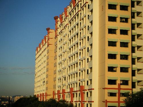 Apartment Block - Apartment blocks reflected by the setting sun.