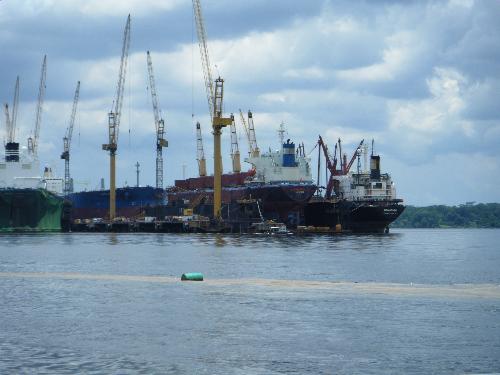 ships at the shipyard - Ships, oil tankers, oil carriers docking at the shipyard