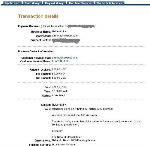 Winning Netverdix $ 50 drawing ! - I won $ 50 from Netverdix, a reliable paid survey company.