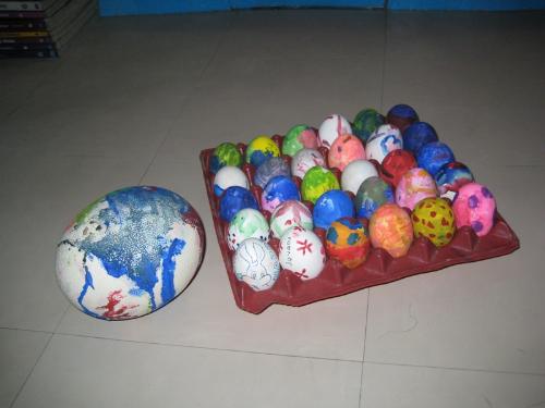 eggs - chicken eggs and an ostrich egg