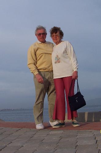 At the Dardenells - Maid Angela (aka Derek) with wife Barbara on holiday in Turkey
