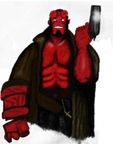 Hellboy (photoshop) - hellboy edited on photoshop from sketch