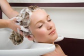 shampoo - lady having her hair shampooed