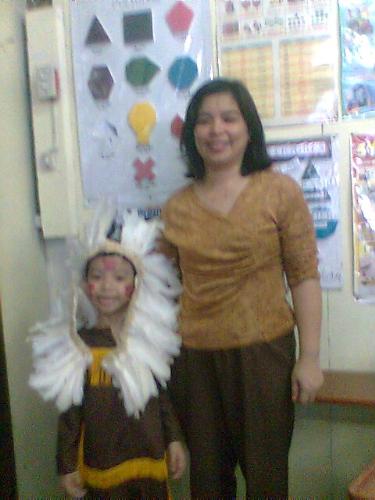 my wife and youngest - my beautiful and loving wife, and 'indian' son as Mr. American Indian in their UN program.