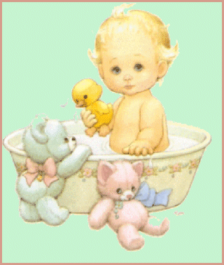 baby bath - a cute baby taking a bath drawing