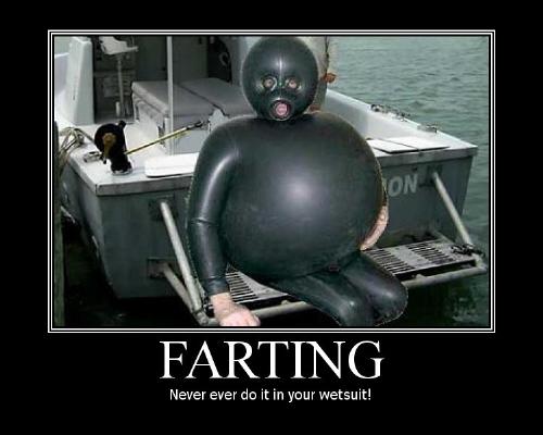 Farting - farting in wet suit