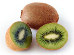 Fruits are very good for our health - Kiwi - The kiwifruit is the edible berry of a cultivar group of the woody vine Actinidia deliciosa and hybrids between this and other species in the genus Actinidia. The Actinidia is native to South of China.  The most common cultivars of kiwifruit are oval, about the size of a large hen's egg (5–8 cm / 2–3 in long and 4.5–5.5 cm / 1¾–2 in diameter). It has a fibrous, dull brown-green skin and bright green or golden flesh with rows of small, black, edible seeds. The fruit has a soft texture and a unique flavour, and today is a commercial crop in several countries,mainly in New Zealand, U.S. A, Italy and Chile).  Also known as the Chinese Gooseberry, the fruit was renamed for export marketing reasons in the 1950s; briefly to melonette, and then by New Zealand exporters to kiwifruit. This latter name comes from the kiwi — a flightless bird and New Zealand's national symbol, and also a colloquial name for the New Zealand people.  To avoid confusion with the bird and the people, the fruit is always called 'kiwifruit' in New Zealand, Ireland and Australia. However, in other countries, kiwifruit is often referred to colloquially as 'kiwi'.  Kiwifruit can be grown in most temperate climates with adequate summer heat. Where Actinidia deliciosa is not hardy, other species can be grown as substitutes.  Kiwifruit is commercially grown on sturdy support structures, as it can produce several tonnes per hectare, more than the rather weak vines can support. These are generally equipped with a watering system for irrigation and frost protection in the spring.  Kiwifruit vines require vigorous pruning, similar to that of grapevines. Fruit is borne on one-year-old and older canes, but production declines as each cane ages. Canes should be pruned off and replaced after their third year.  Kiwifruit plants are normally dioecious, meaning that individual plants are male or female. Only female plants bear fruit, and only when pollenized by a male plant. One male pollenizer is required for each three to eight female vines. An exception is the cultivar 'Issai', a hybrid (Actinidia arguta x polygama) from Japan, which produces perfect flowers and can self-pollinate; unfortunately it lacks vigour, is less hardy than most A. arguta forms and is not a large producer.  Kiwifruit is notoriously difficult to pollinate because the flowers are not very attractive to bees. Some producers blow collected pollen over the female flowers. But generally the most successful approach is saturation pollination, where the bee populations are made so large (by placing hives in the orchards) that bees are forced to use this flower because of intense competition for all flowers within flight distance.
