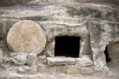 tomb - Early Christian tomb entrance with round stone door