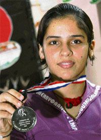 A badminton star Saina Nehwal - Saina Nehwal,2008's most promising player in the world according to the Badminton World Federation.Saina Nehwal 'A BUNDLE OF FOCUSSED ENERGY'