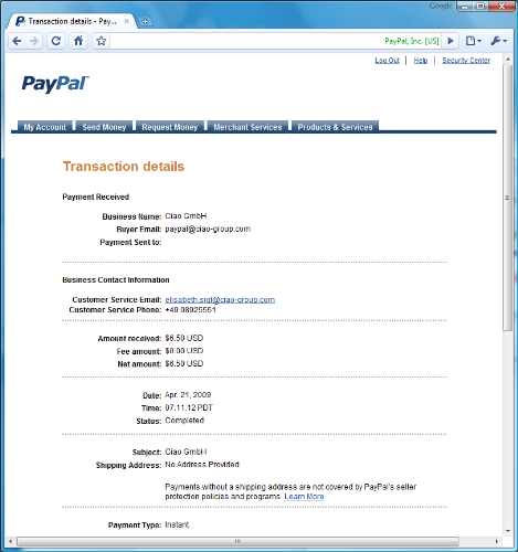 Ciao March 2009 Payment - Ciao GmbH just sent me money with PayPal.
