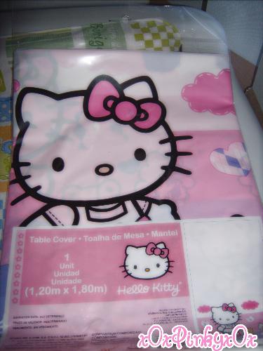 Hello Kitty table cover - A Hello Kitty table cover I bought for my daughter&#039;s first birthday.