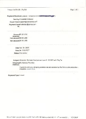 PayPal Payment - This is my first papal payment from Cashandra