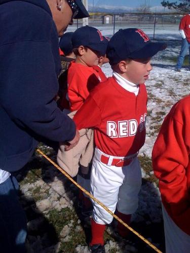 My son Tyler getting ready to take his team pictur - My son Tyler getting ready to take his team picture for little league
