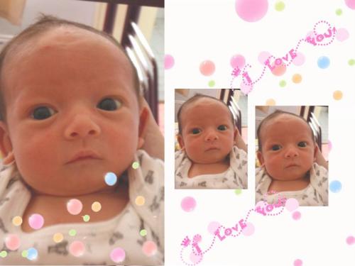 Our cute baby boy-Tim-one month old - Hello all, my auntie designed me a picture, am i look cute with it? ;-)